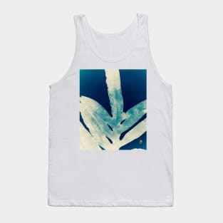 Green Fern at Midnight Bright, Navy Blue Tank Top